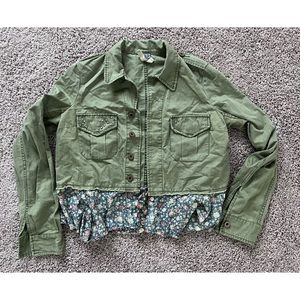 Free People Olive Green Jacket With Floral